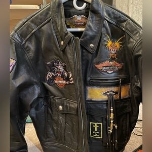Genuine Leather Harley Davidson Jacket with Patches